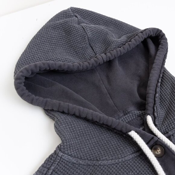 American Eagle Waffle Knit Hooded Jacket Dark Gray Oversized Medium - Picture 6 of 15